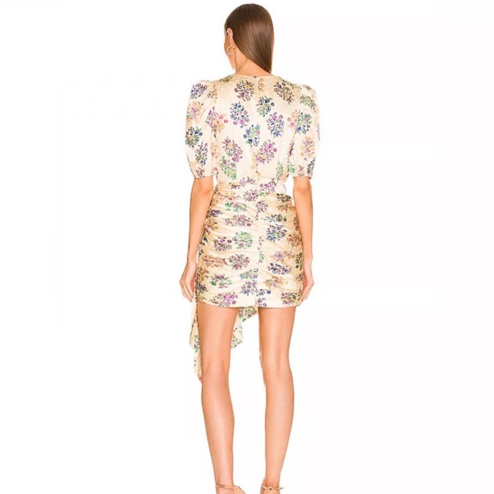 Ronny Kobo Collection Cream Floral Wrap Dress with Purple, Pink & Green Print - Picture 4 of 5
